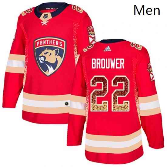 Mens Adidas Florida Panthers 22 Troy Brouwer Authentic Red Drift Fashion NHL Jersey